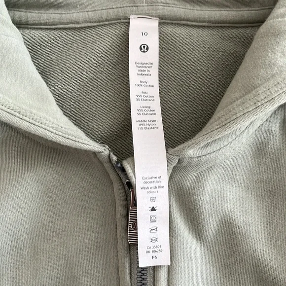 Lululemon Oversized Hugged-Waist Cotton Zip Hoodie size 10 in Green Fern - Picture 2 of 10